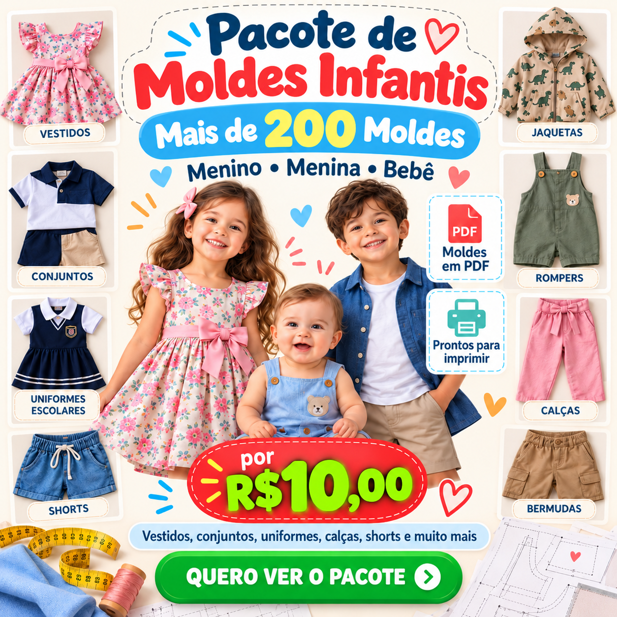 Pacote de Moldes Infantis
